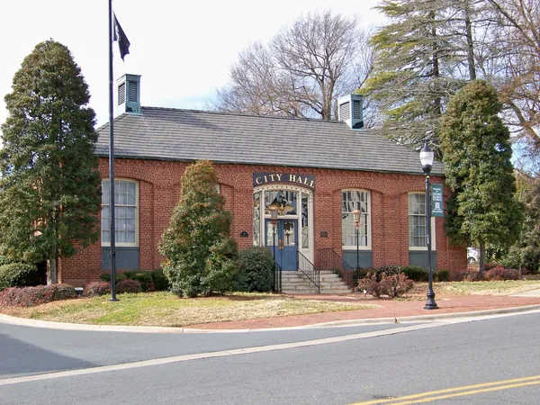 Belmont City Hall, a red brick building that was once the post office